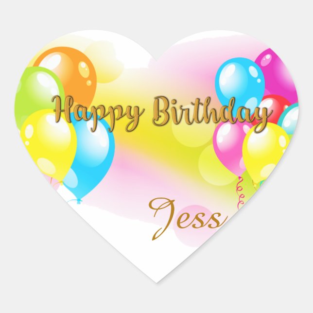 Sticker Cœur Anniversaire coloré (Devant)