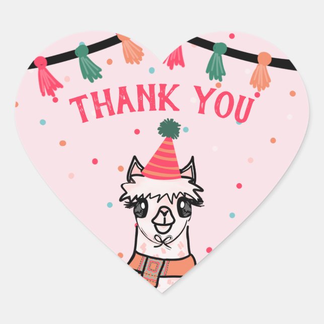 Sticker Cœur Anniversaire de la fête de l'Alpaca (Devant)