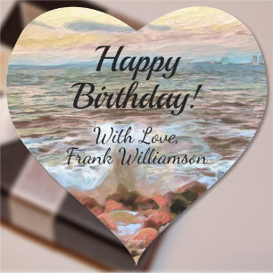 Sticker Cœur Anniversaire des vagues rocheuses 0742