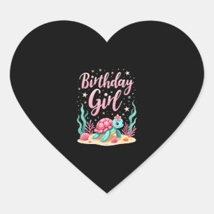 Sticker Cœur Anniversaire Fille Tortue de mer Thème Anniversair