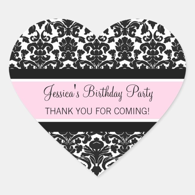 Sticker Cœur Anniversaire Merci Personnalisé Nom Favoriser Tags (Devant)