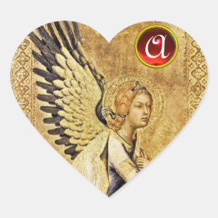 Sticker Cœur ANNONCE ANGEL Coeur Rouge rubis Monogramme