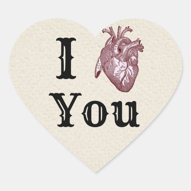 Sticker Cœur Antique I Heart You (Devant)