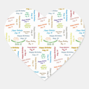 Sticker Cœur Août, 14 Anniversaire