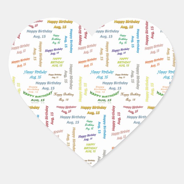 Sticker Cœur Août, 15 Anniversaire (Devant)