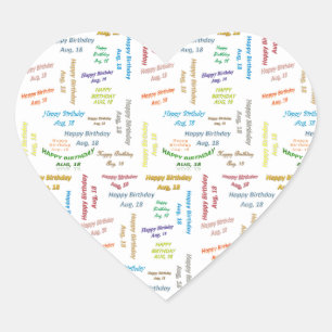 Sticker Cœur Août, 18 Anniversaire