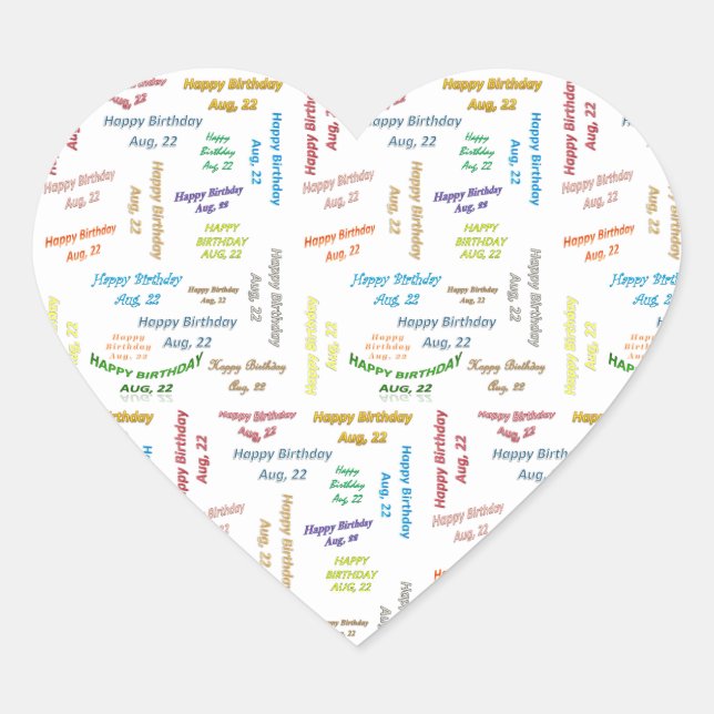 Sticker Cœur Août, 22 Anniversaire (Devant)