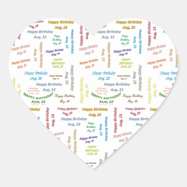 Sticker Cœur Août, 23 Anniversaire (Devant)