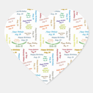 Sticker Cœur Août, 24 Anniversaire