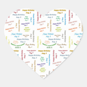 Sticker Cœur Août 5 Anniversaire