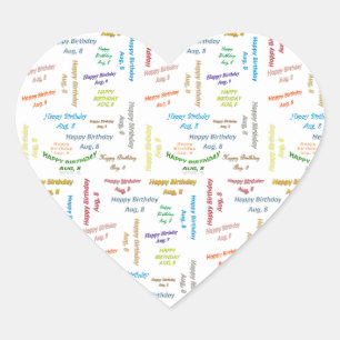 Sticker Cœur Août 8 Anniversaire