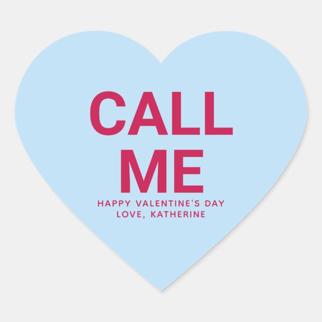 Sticker Cœur Appelle-moi drôle conversation de la Saint Valenti (Devant)