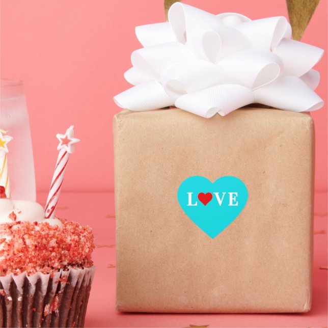 Sticker Cœur Aqua Blue LOVE Heart (Fête)