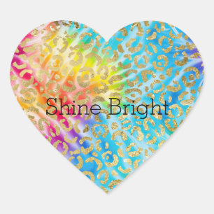 Sticker Cœur Aqua Yellow Red Tie Dye Gold Glam Empreinte de léo