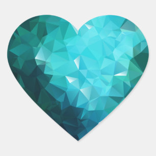 Sticker Cœur Aquamarine polygonale Abstrait
