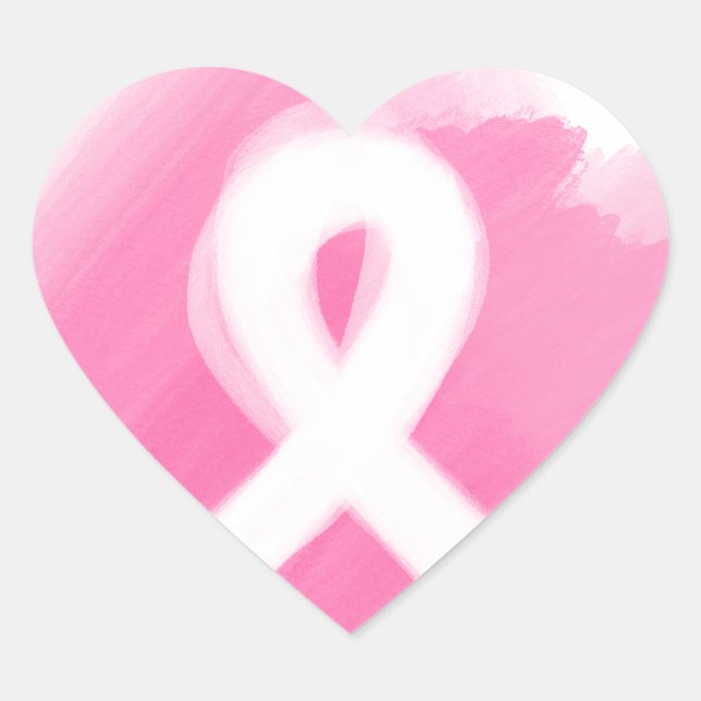 Sticker Cœur Aquarelle du ruban de sensibilisation au cancer du (Devant)