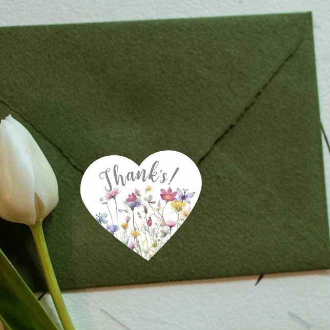 Sticker Cœur Aquarelle fleur sauvage feminine (Créateur téléchargé)