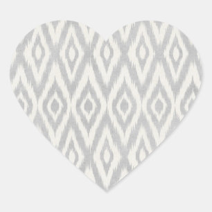Sticker Cœur Aquarelle gris Aztec Pastel Ikat doux géométrique