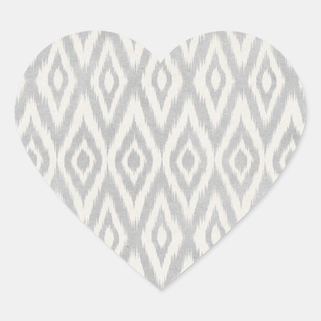 Sticker Cœur Aquarelle gris Aztec Pastel Ikat doux géométrique (Devant)