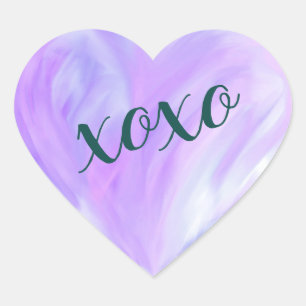 Sticker Cœur Aquarelle pourpre de Xoxo de coeur d'amour peinte