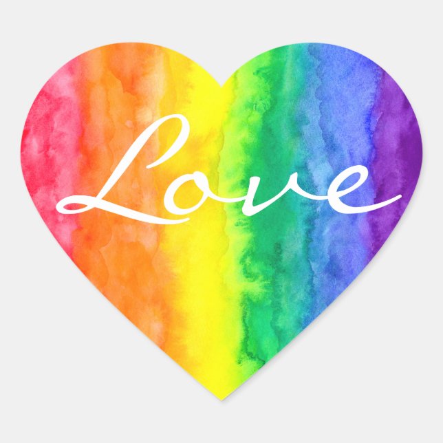 Sticker Cœur Aquarelle Rainbow (Devant)