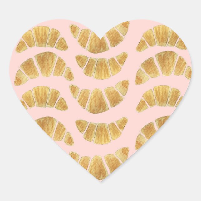 Sticker Cœur Aquarelle Rose Croissant  (Devant)
