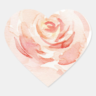 Sticker Cœur Aquarelle rose pâle Élégant romantique