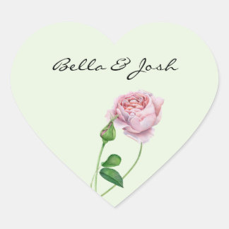 Sticker Cœur Aquarelle rose romantique Bud Rose