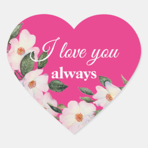 Sticker Cœur Aquarelle Roses Ballerina Floral Je vous aime