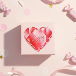 Sticker Cœur Aquarelle Ruby Heart 40e anniversaire de Mariage