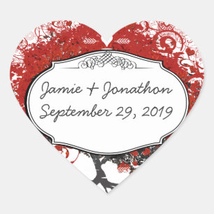 Sticker Cœur Arbre à feuilles de coeur rouge