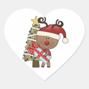 Sticker Cœur Arbre de vacances Rudy Reindeer