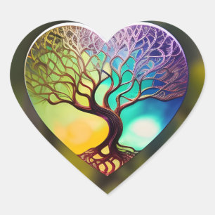 Sticker Cœur Arbre En Forme De Coeur De L'Ornement De Vie