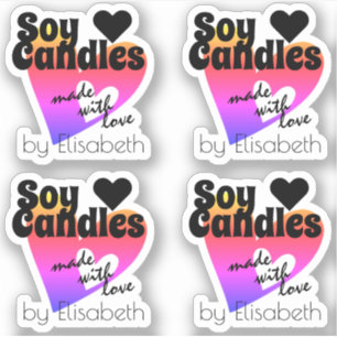 Sticker Coeur arc-en-ciel coloré fait avec des bougies de 