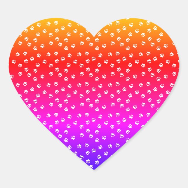 Sticker Cœur Arc en ciel et empreintes digitales (Devant)