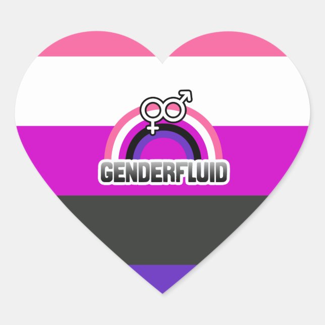 STICKER CŒUR ARC-EN-CIEL GENDERFLUID (Devant)