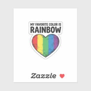 Sticker Cœur Arc-en-ciel Gravure Vintage Couleur Préférée