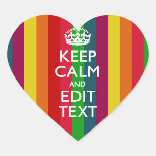 Sticker Cœur Arc-En-Ciel Vibrant Gardez Le Calme Et Votre Perso