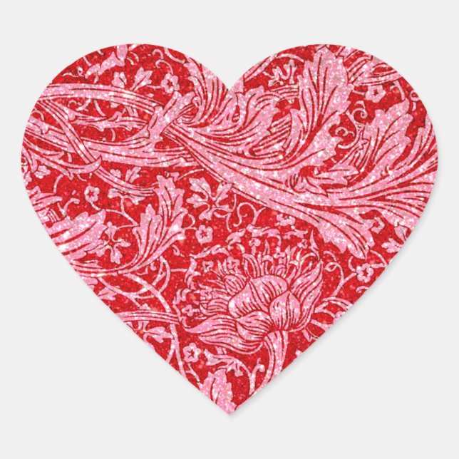 Sticker Cœur Arcadia, vintage, parties scintillant douce rouge  (Devant)
