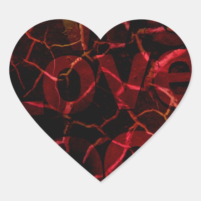 Sticker Cœur Arêtes Frayées, Coeur Fort : Amour Indestructible (Devant)