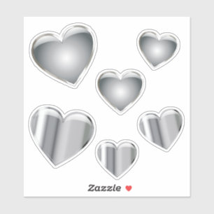 Sticker Coeur Argent Chrome Vinyl