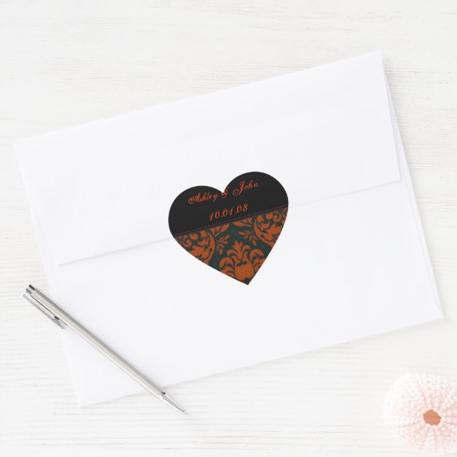 Sticker Cœur Argile terre terre terre Tones Mariage Date (Enveloppe)