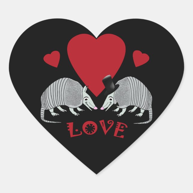 Sticker Cœur Armadillo Amour en forme de coeur (Devant)