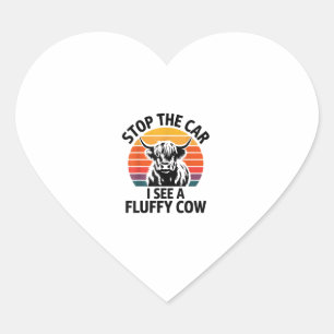Sticker Cœur Arrêtez La Voiture Je Vois Fluffy Cow Retro Highla