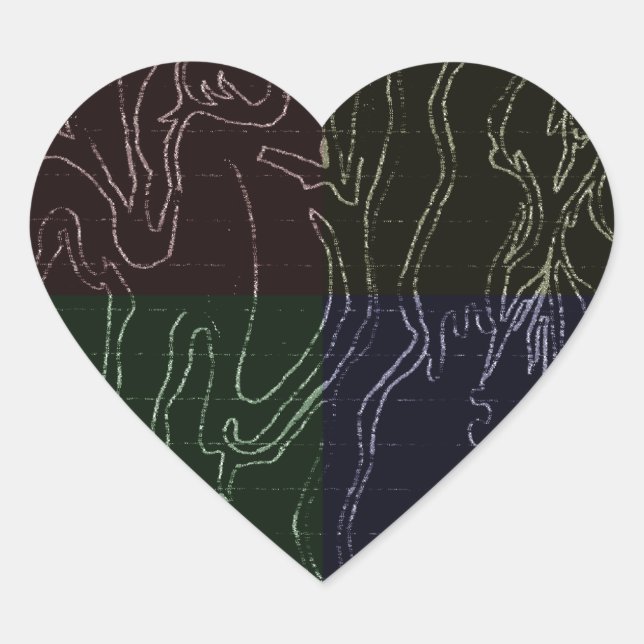 Sticker Cœur Art Abstrait (Devant)