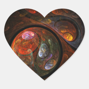 Sticker Coeur Art Abstrait Fluid Connection