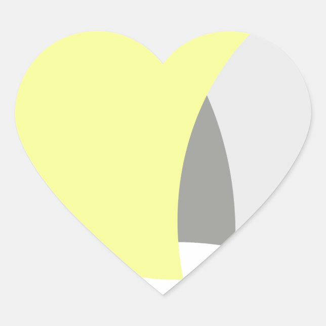 Sticker Cœur Art Abstrait gris jaune blanc (Devant)