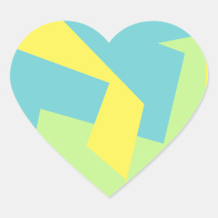 Sticker Cœur Art Abstrait Turquoise Bleu Vert