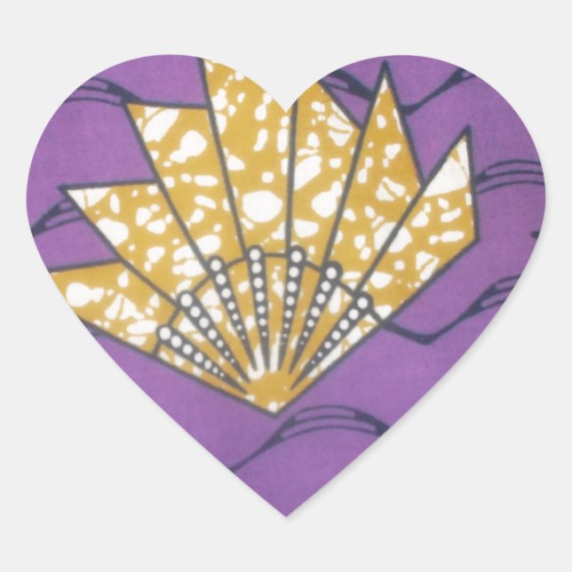 Sticker Cœur Art africain Abstrait : Vagues de passion violette (Devant)