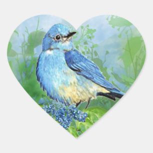 Sticker Cœur Art bleu d'oiseau d'oiseau bleu de montagne